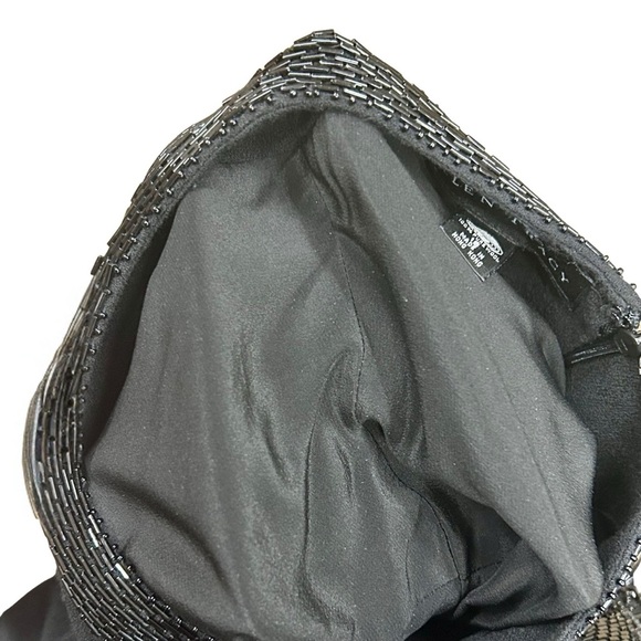 Vintage Ellen Tracy 100% Wool Black Beaded Shift Dress | Size 16 - Picture 7 of 8